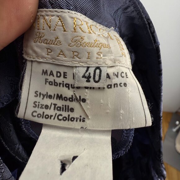 NINA RICCI Haute Boutique Paris VTG Lilac Designer Flowers Tailored Trouser s 40 - Picture 7 of 9